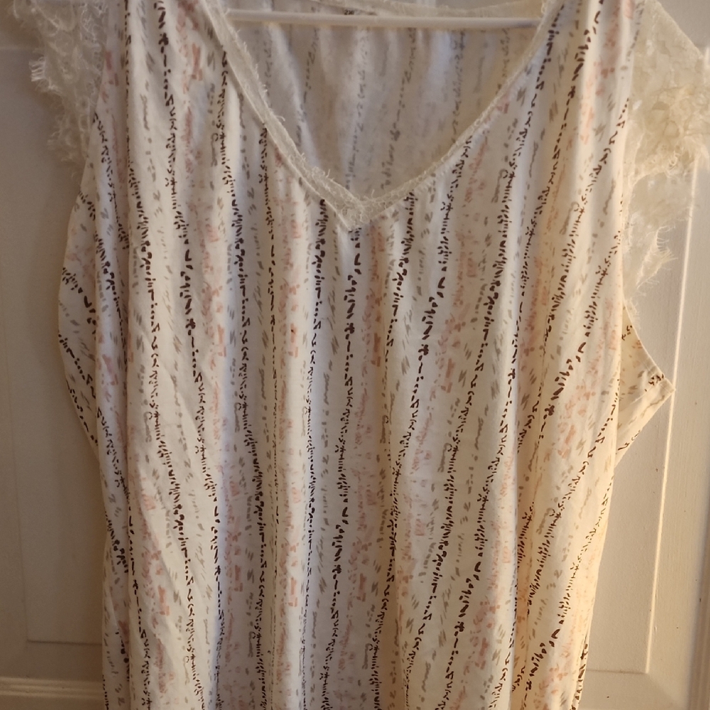 Source Unknown Cream and Brown Striped Tunic